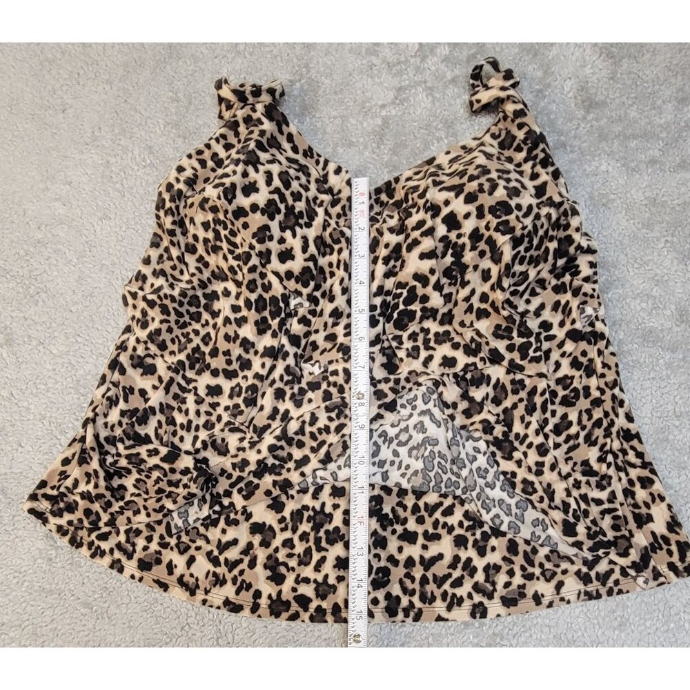 Aqua Green Tiered Leopard Print Tankini.  Size:  1X - Picture 9 of 16